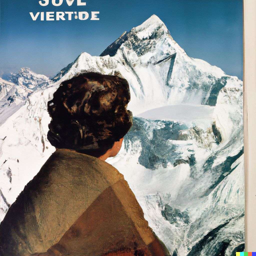 someone gazing at Mount Everest, front cover of Vogue, 1980